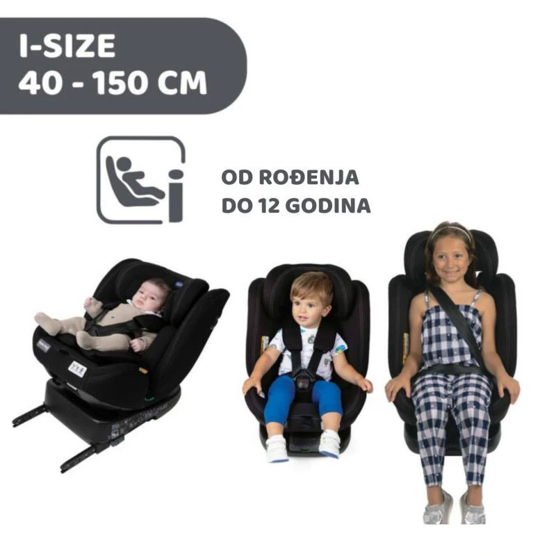 Chicco Unico Evo i-Size auto sedište Black, 40-150cm Isofix