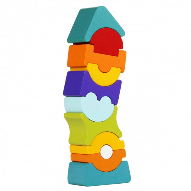 Cubika drvena igračka Balans toranj, 11 elemenata