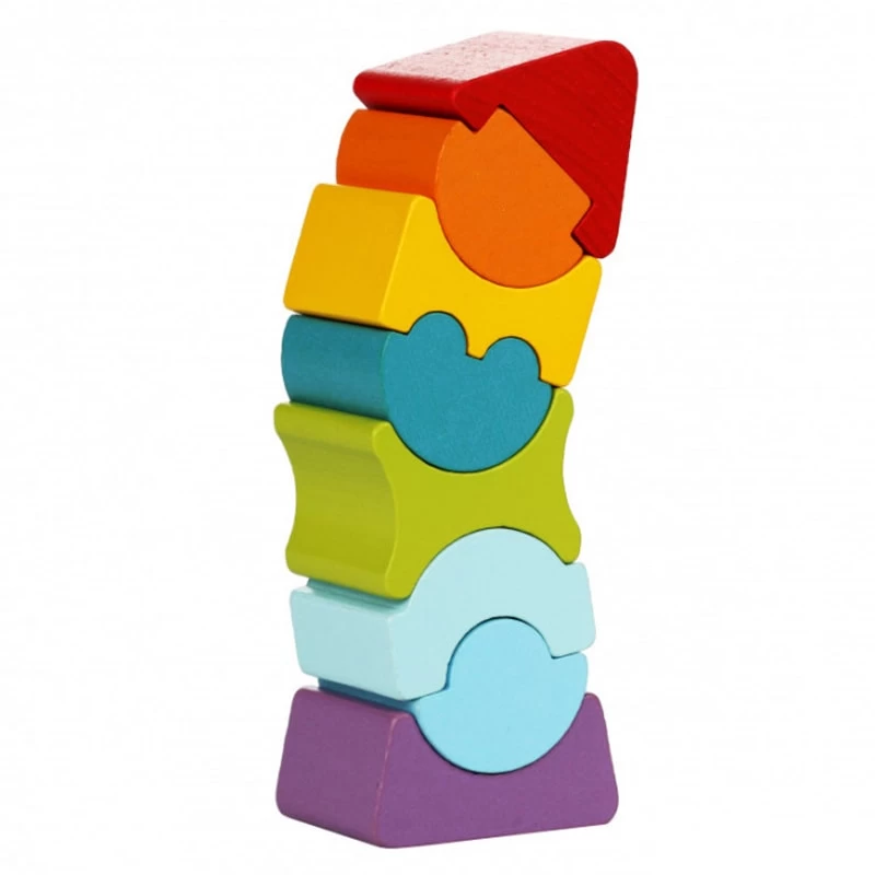 Cubika drvena igračka Balans toranj, 8 elemenata