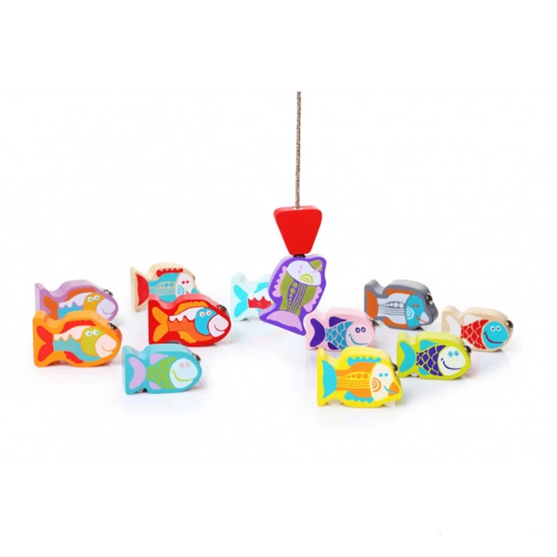 Cubika drvena igračka Pecanje, 14 elemenata