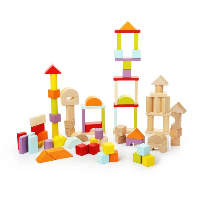 Cubika drvena igračka Kocke blokovi, 80 elemenata