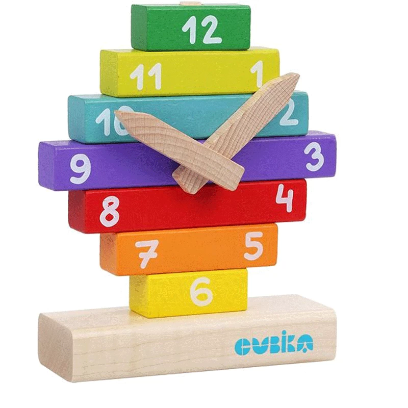Cubika drvena igračka Sat, 10 elementa