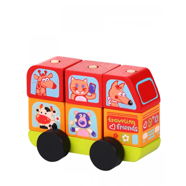Cubika drvena igračka Konstruktor Mini Autobus, 7 elemenata