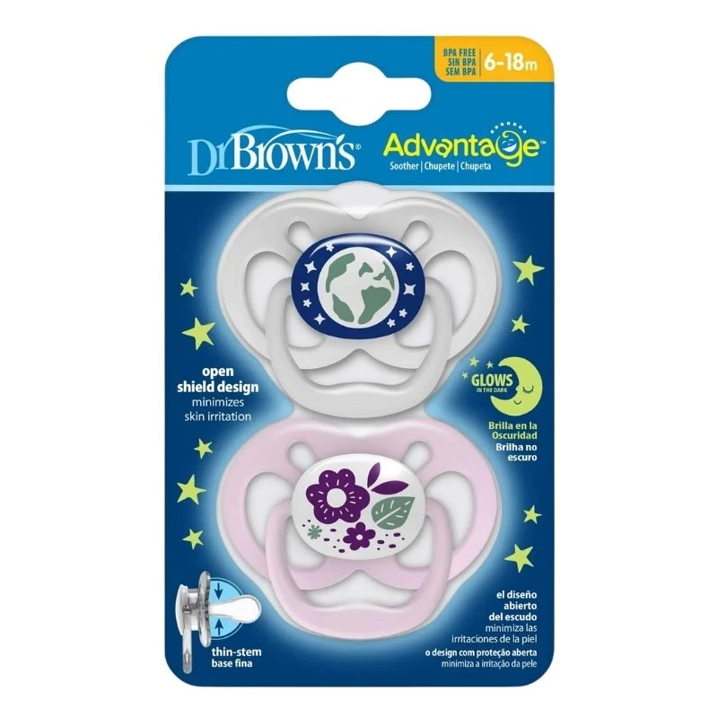 Dr Brown's svetleća varalica Advantage Pink, 6-18m