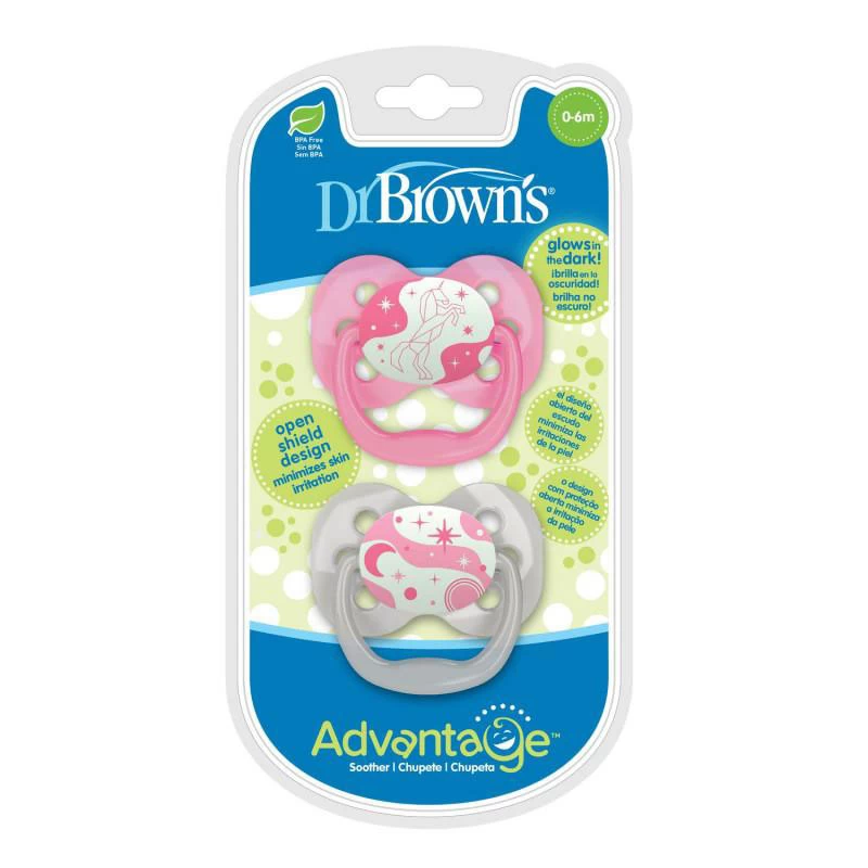 Dr Brown's svetleća varalica Advantage Pink, 0-6m