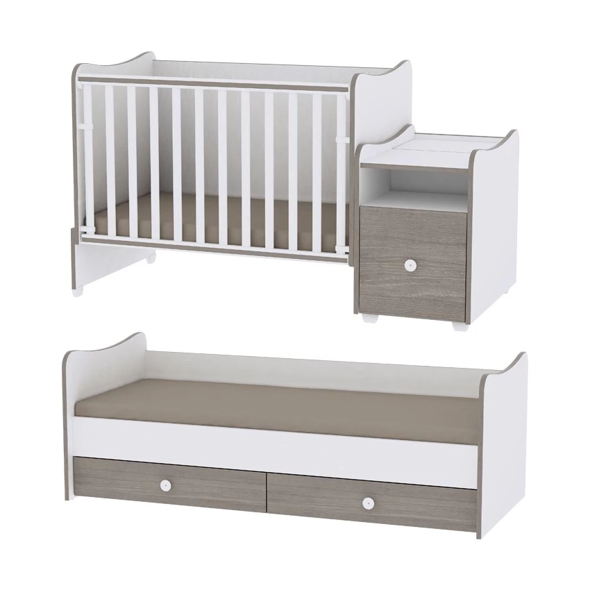 Lorelli drveni krevetac 5u1 trend Plus, White Vintage Grey