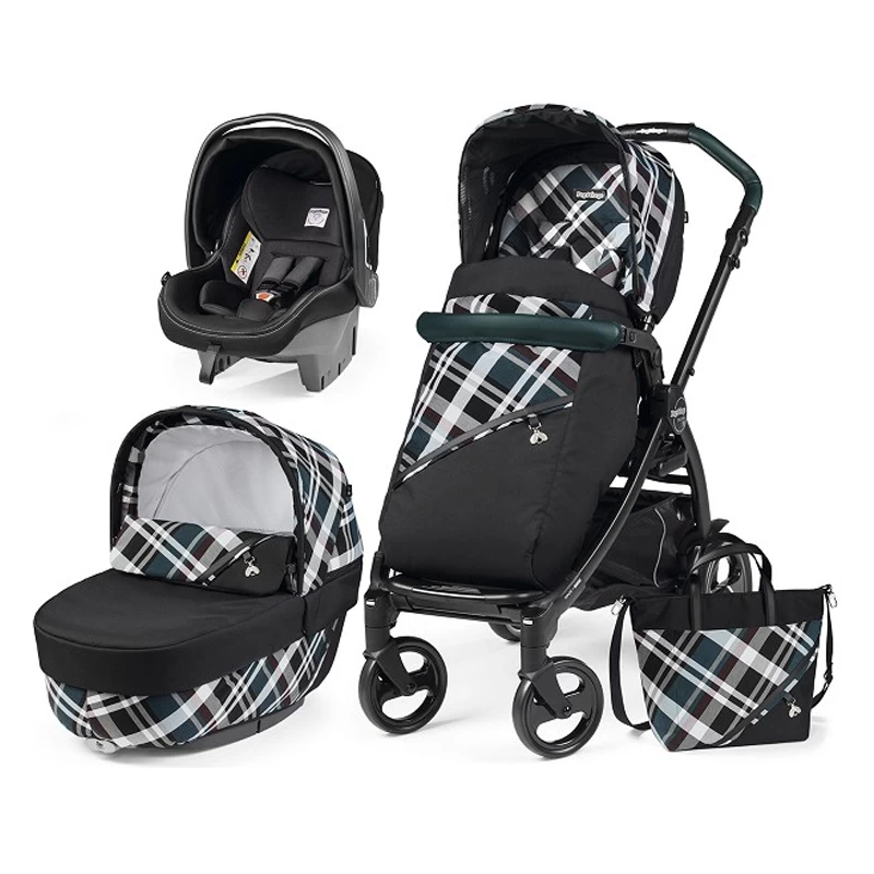 Poussette 3-en-1 Peg Perego Book Modular - Nacelle Culla Elite, Siège Auto I-Size, Réversible, 0-4 Ans