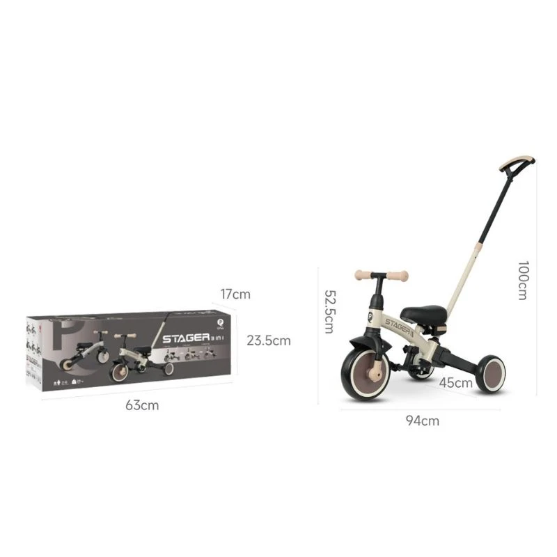 QPlay Stager tricikl za decu Black, 12m+