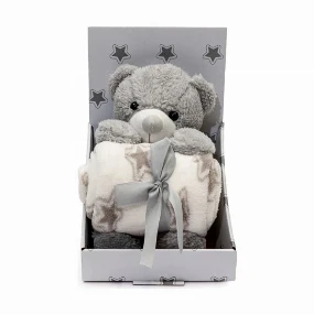 BBO set plišana igračka + ćebence Bear Grey