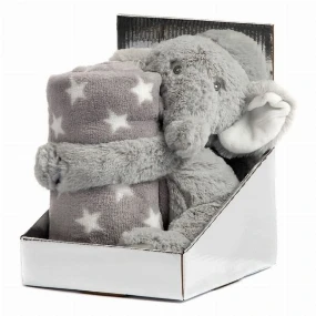 BBO set plišana igračka + ćebence Elephant Grey