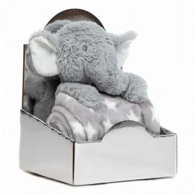 BBO set plišana igračka + ćebence Grey Elephant