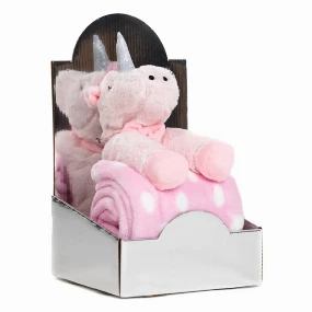 BBO set plišana igračka + ćebence Pink Unicorn
