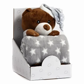 BBO set plišana igračka + ćebence Sleeping Bear Grey