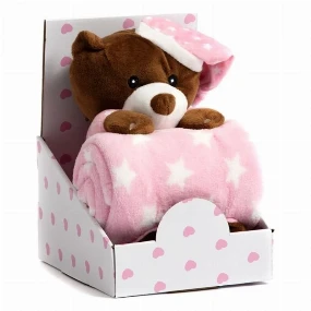 BBO set plišana igračka + ćebence Sleeping Bear Pink