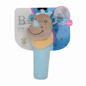 BBO plišana igračka za bebe sa glodalicom Nosorog Blue, 0m+