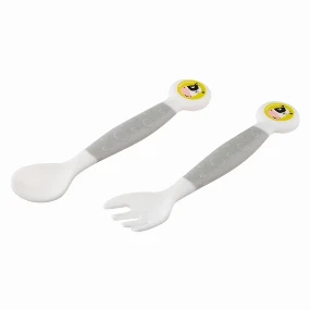 Canpol babies set za hranjenje kašika i viljuška Grey, 12m+