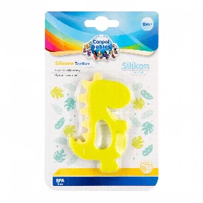 Canpol silikonska glodalica za bebe Dinosaurus, Žuta