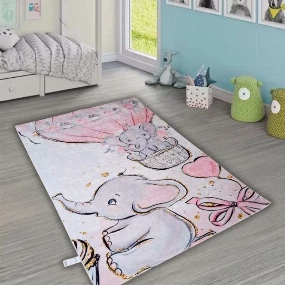Dečiji tepih za devojčice Slon u balonu 120x180 cm