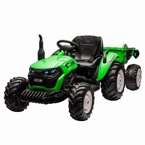 Dečiji traktor na akmuluator sa prikolicom, Zeleni