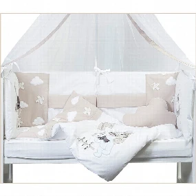 Deksi komplet posteljina za krevetac Tri Drugara Avijatičari, Bež