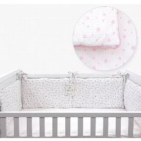 Deksi ogradica za krevetac Tri Drugara Zvezdice, Roze