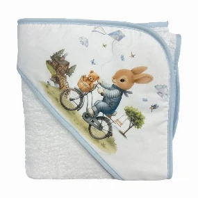 Deksi peškir za bebe sa kapuljačom Zeka Plava, 75x75cm