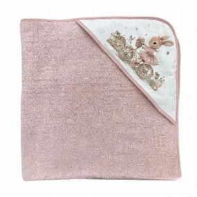 Deksi peškir za bebe sa kapuljačom Zeka Roze, 100x100cm