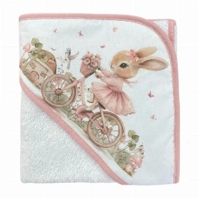 Deksi peškir za bebe sa kapuljačom Zeka Roze, 75x75cm