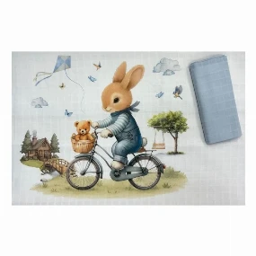 Deksi tetra pelena od muslina za bebe Zeka Plava, 80x80cm