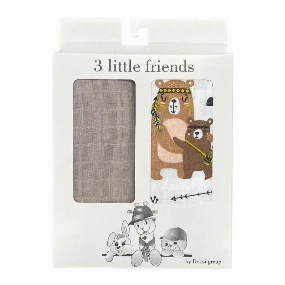 Deksi tetra pelena za bebe Indijanci i Meda Bež, 80 x 80 cm