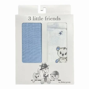 Deksi tetra pelena za bebe Meda na Mesecu Plava, 80 x 80 cm