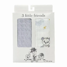 Deksi tetra pelena za bebe Meda na Mesecu Siva, 80 x 80 cm