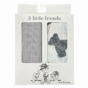 Deksi tetra pelena za bebe Veliki Meda Siva, 80 x 80 cm