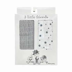 Deksi tetra pelena za bebe Zvezdice Siva, 80 x 80 cm