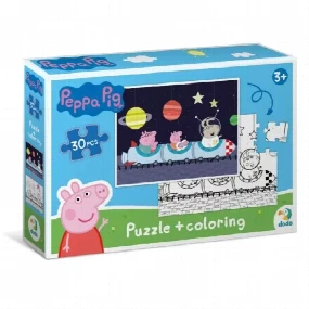 Dodo Peppa Prase puzzle + bojanka 2u1 Svemir, 30 komada