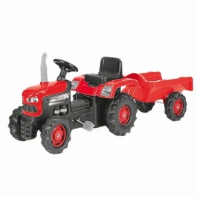 Dolu traktor za decu na pedale sa prikolicom, Crveni