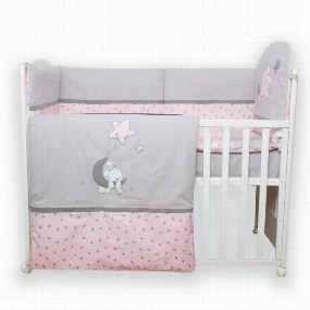 Fim Stars posteljina za bebe sa ogradicom, Roze