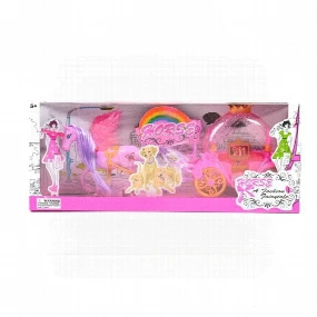 HK Mini igračka roze set konjić sa kočijom 