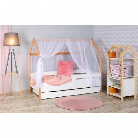 Krevet za decu kućica sa fiokom Domek Beli, 160x80
