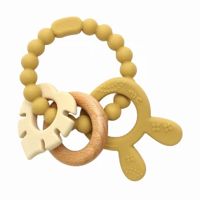 Lorelli silikonska - drvena glodalica za bebe Rabbit Fresh Yellow