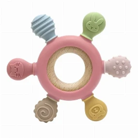 Lorelli Rudder silikonska glodalica za bebe Natural, Pink