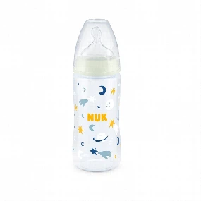 Nuk plastična flašica silikon sa indikatorom temperature Night, 6 -18m