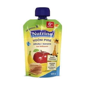 Nutrino voćni pire jabuka i banana sa keksom 100g, 6m+