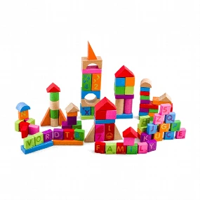 Pino drvena igračka Edukativne kocke-blokovi, 100 komada