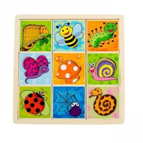 Pino drvena igračka Slagalica Šarenica 9 elemenata