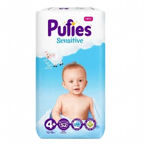Pufies pelene za bebe Sensitive 4+, 52kom