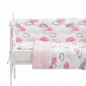 Stefan komplet posteljina sa ogradicom Oblak Roze
