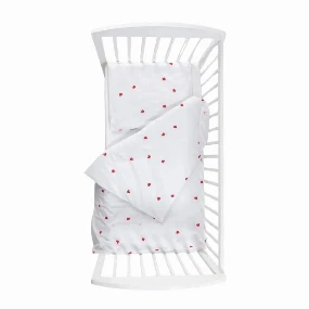 Stefan posteljina za krevetac za bebe 2u1 Srca, Bela