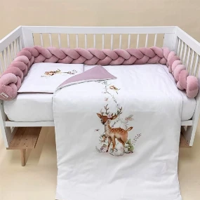 Textil komplet posteljina za krevetac 6u1 Bambi Roze