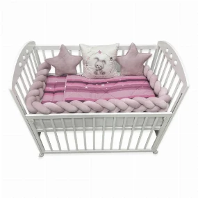 Textil komplet posteljina za krevetac 7u1 Stars Roze